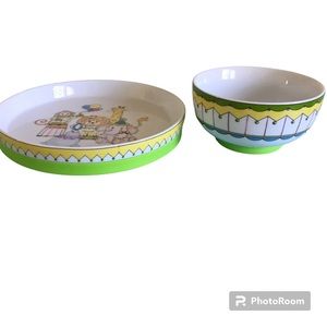 Child’s Dish Set LENOX keep or gift, circus theme with removable rubber rings